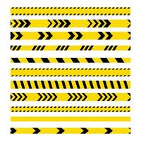 Black and yellow warning tapes. A set of industrial safety warning tapes intended for use in construction vector