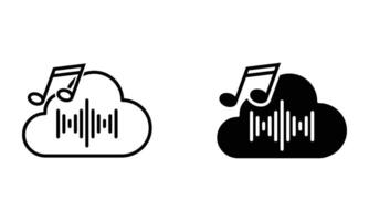 cloud with music note and sound wave icon vector