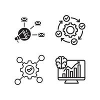 Digital marketing and automation process icons. vector