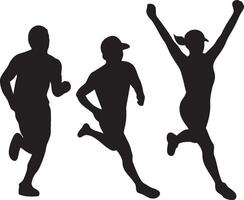 Dynamic runners and jumping silhouettes. vector