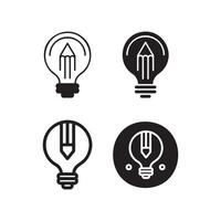 Light bulb and pencil icon set for creativity and innovation. vector
