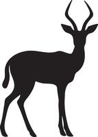 Antelope Silhouette Standing with Curved Horns. vector