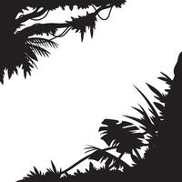 Jungle Silhouette Frame with Tropical Leaves. vector
