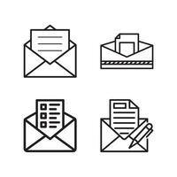 A set of email icons including an envelope. vector