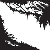 Jungle Forest Silhouette Frame. vector
