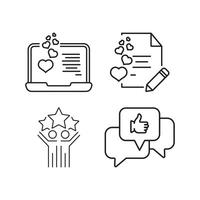 Customer satisfaction and online review icons set. vector