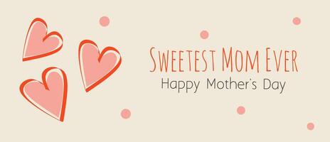 Happy Mother's day greeting card with beautiful abstract shapes, heart shaped on white background poster and banner. Creative spring card template with typography text. Happy Women's Day illustration. vector