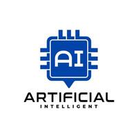 illustration of computer chip with letter A and I. Artificial Intelligence logo for technology company. vector