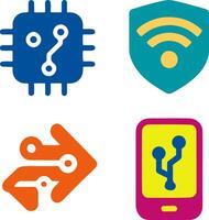 Creative digital technology logo collection for futuristic tech branding vector
