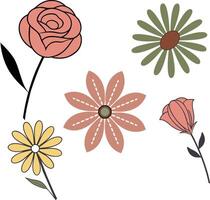 a set of flowers in different colors vector