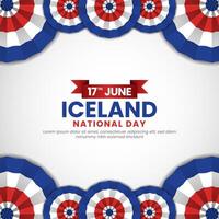 Iceland flag for national day square banner background with realistic flag vector