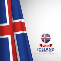 Iceland flag for national independence day square banner background with realistic flag vector