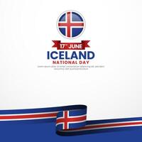 Iceland independence day Square banner background with waving flag vector