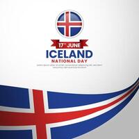Iceland flag for national independence day square background with realistic flag vector