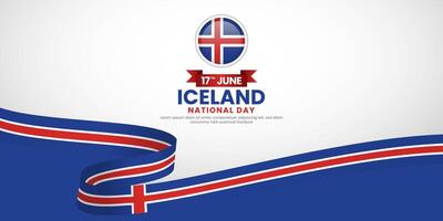 Iceland national day banner 17 June design element with realistic waving flag vector
