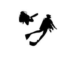 Silhouette of the Diving, can use for Logo Gram, Sticker, Pictogram, Website, Apps, Diving Illustration, etc. Flat style and BW vector