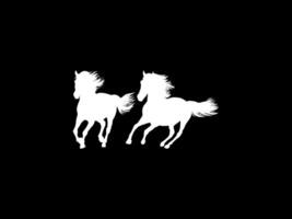 Pair Horse Silhouette, flat style, can use for Logo Gram, Art Illustration, Emblem, Pictogram, Apps, Website, etc.. Flat and Editable vector