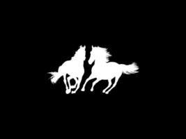 Pair Horse Silhouette, can use for Logo Gram, Art Illustration, Emblem, Pictogram, Apps, Website, etc. flat style, vector