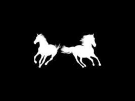Pair Horse Silhouette, can use for Logo Gram, Art Illustration, Emblem, Pictogram, Apps, Website, etc. Black White and Flat Style vector