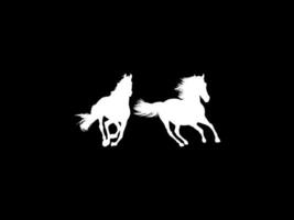 Pair Horse Silhouette, can use for Logo Gram, Art Illustration, Emblem, Pictogram, Apps, Website, etc. BW and Editable vector