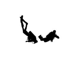 Silhouette of the Diving, BW and Flat style vector