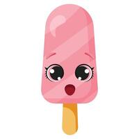 Shocked pink ice cream with eyes vector