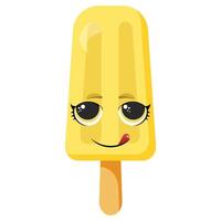 Smiling yellow ice cream with a cute face vector