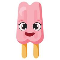 ice cream with smiling face vector