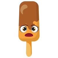 Angry chocolate ice cream with eyes vector