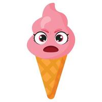 Angry pink ice cream cone vector