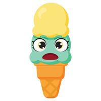 Ice cream cone with an angry face vector