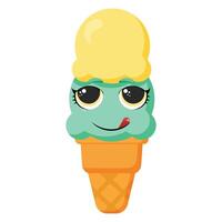 Smiling ice cream cone face vector