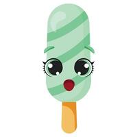 Funny mint ice cream with happy face vector