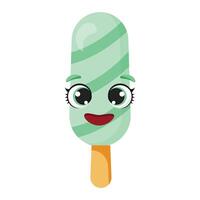 Green ice cream with smiling face vector