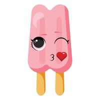 ice cream with kissy face vector