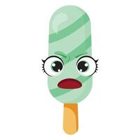Mint green ice cream with angry face vector