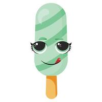 Green ice cream with glossy surface vector