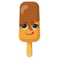 Chocolate ice cream licking with smile vector