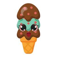 Mint chocolate surprised ice cream vector