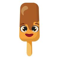 Happy chocolate ice cream with eyes vector
