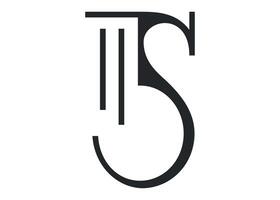 Elegant isolated monogram black and white logo with stylized letter S and classical stone column element. Ideal for architecture, luxury brands, historical themes, or premium visual identity. vector