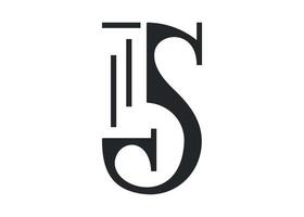 Elegant monogram black and white logo with stylized letter S and classical stone column element. Ideal for architecture, luxury brands, historical themes, or premium visual identity. vector