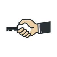 Abstract Hand holding a key with a suit sleeve visible Icon or Logo Design Template vector