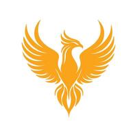 Abstract golden phoenix with outstretched wings Icon or Logo Design Template vector