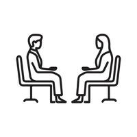 Abstract Two people sitting facing each other in line drawing Icon or Logo Design Template vector
