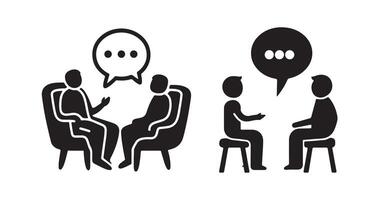 Abstract Two pairs of people talking with speech bubbles Icon or Logo Design Template vector