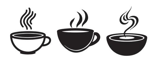 Abstract Three cups of hot beverage Icon or Logo Design Template vector