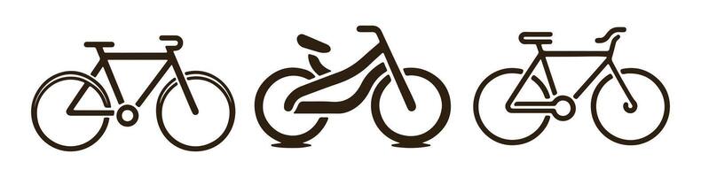 Abstract Three bicycle icons in dark brown Icon or Logo Design Template vector