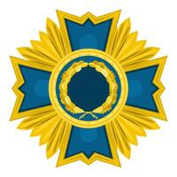 cross award to soldiers of country with gold arrows and coin. stock image vector