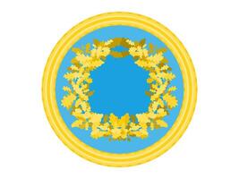 coin with oak leaves and trident sign of power on gold. stock image vector